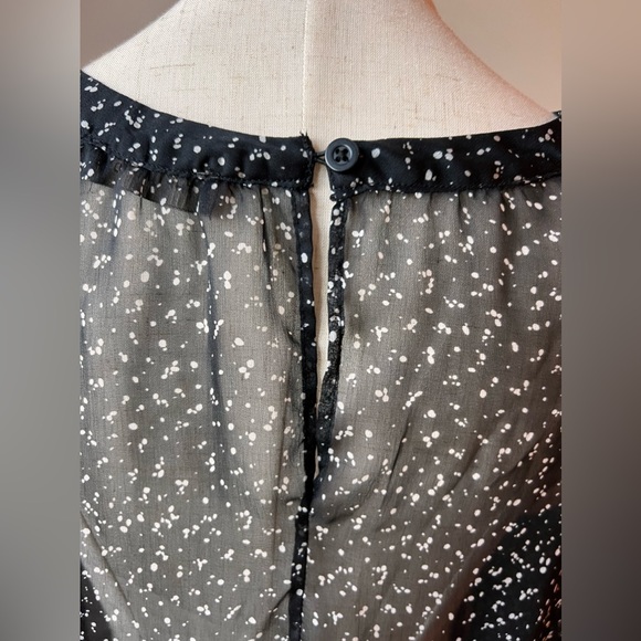 The Limited Women's Black Sheer Blouse White Splatter Pattern Long Sleeve S - Picture 4 of 6